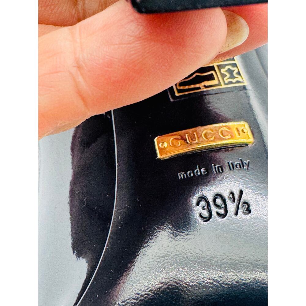 Gucci Black Patent Leather Chelsea Boots Pointed Toe Block Heel 39.5 - Picture 7 of 12